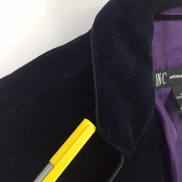 INC International Concepts Sport Coat Men Medium Navy Blue Velvet Smoking Jacket - Picture 5 of 11